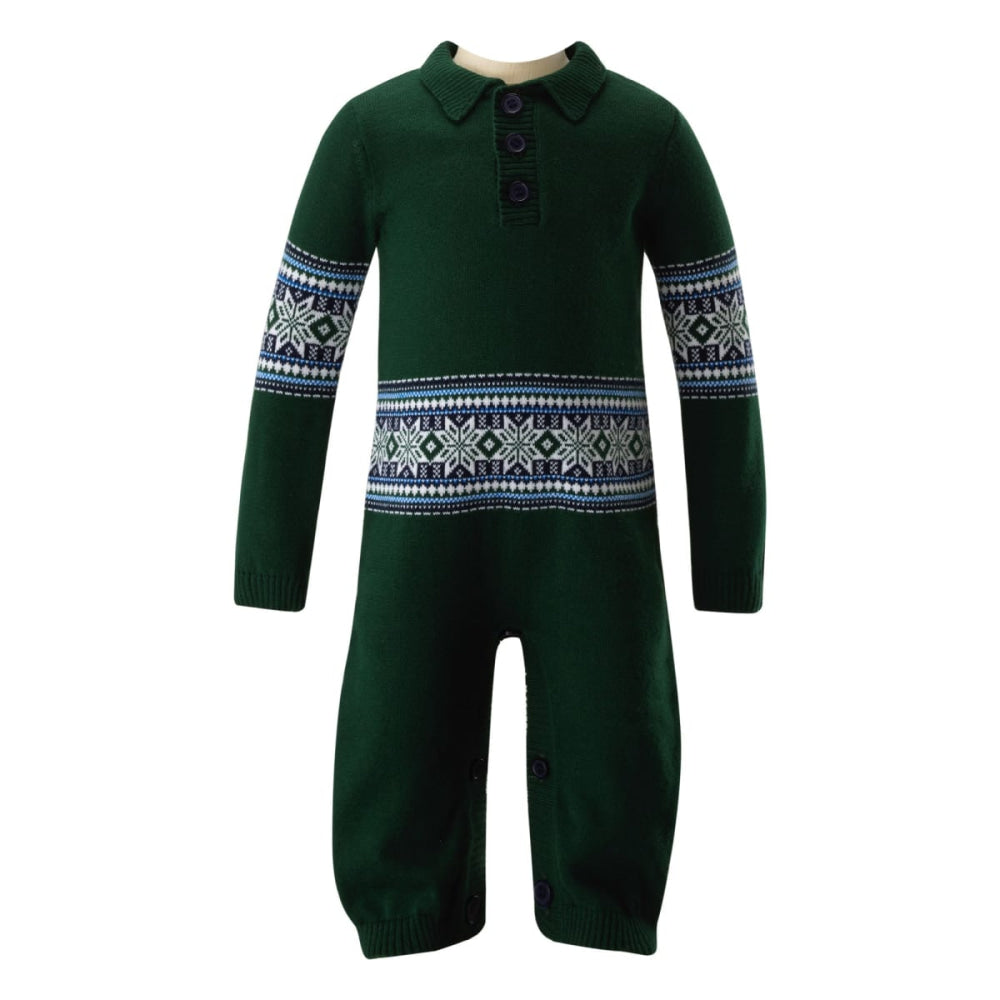 Green Fair Isle Knit Playsuit - playsuit - baby
