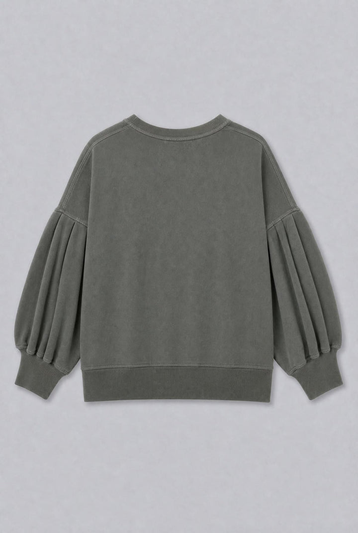 Greta Henley Sweatshirt - Olive - Sweatshirt