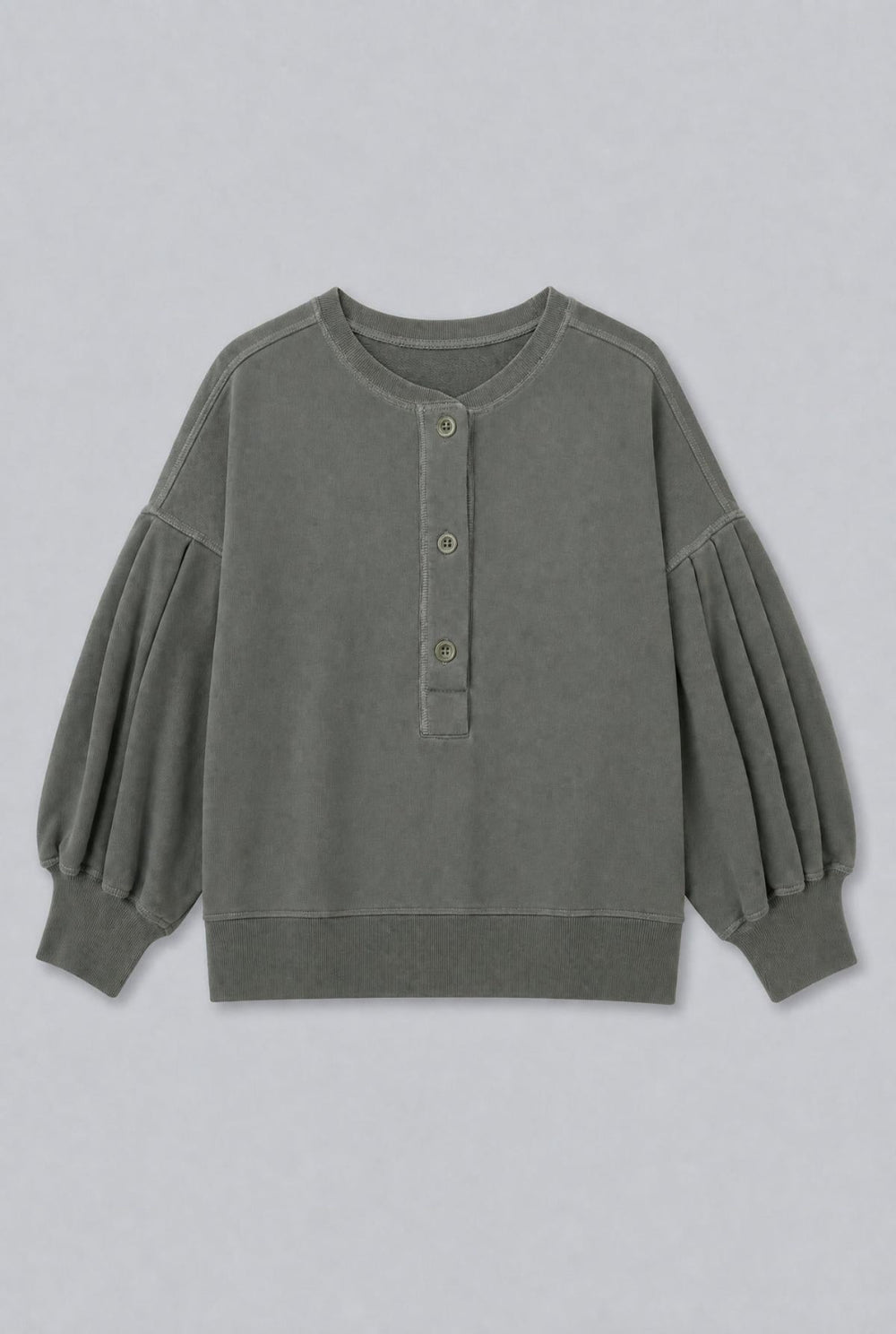 Greta Henley Sweatshirt - Olive - Sweatshirt