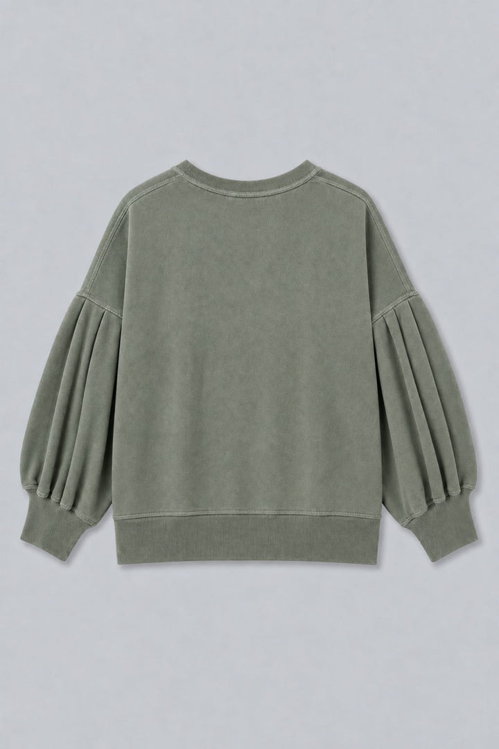 Greta Henley Sweatshirt - Olive - Sweatshirt