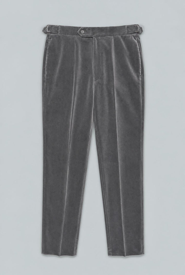 Grey Cotton Velvet 1-Button Peak Phillip Suit - Silver - 38 Regular - Suit