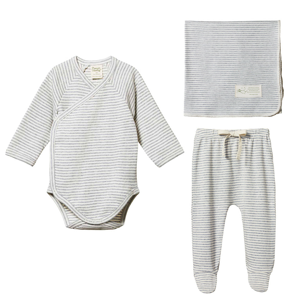 Grey Stripe Baby Set