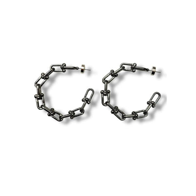 Grit Hoop Earrings - Black - One Size - Earrings