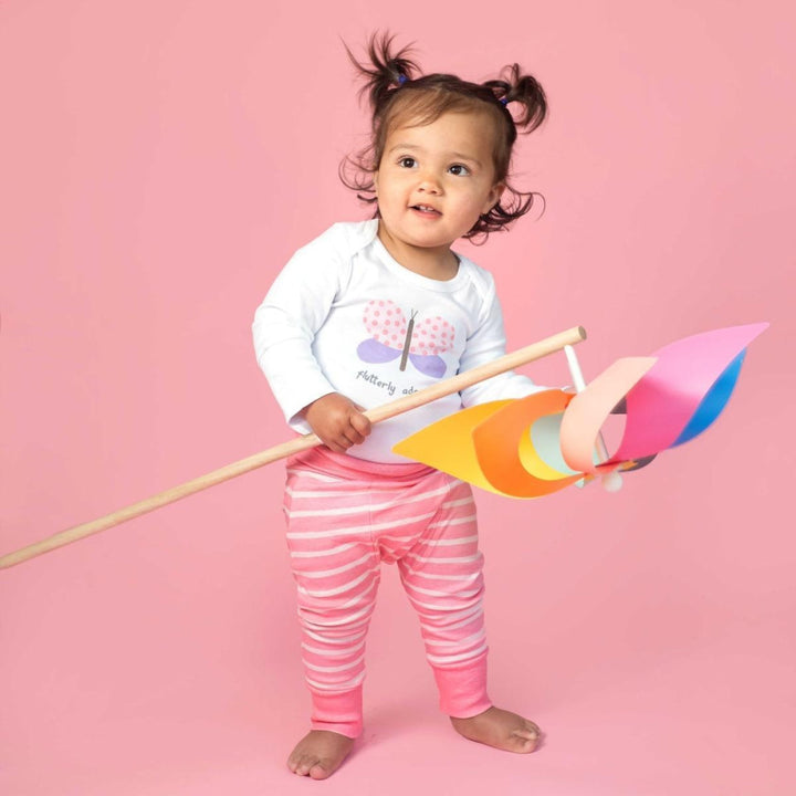 Grow With Me Harem Pants Peony Stripe - Pink - Pants