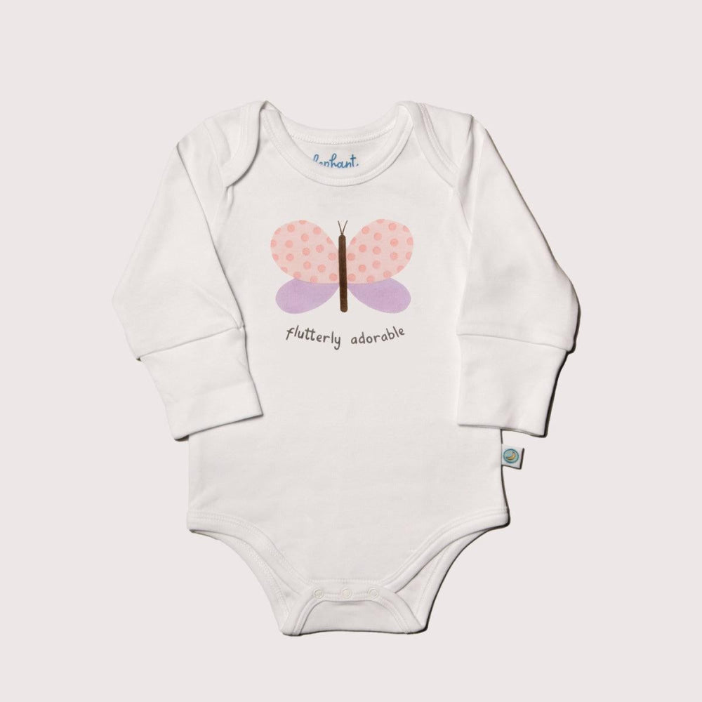 Grow With Me-long Sleeved Onesie - Flutterly Adorable - Bodysuit