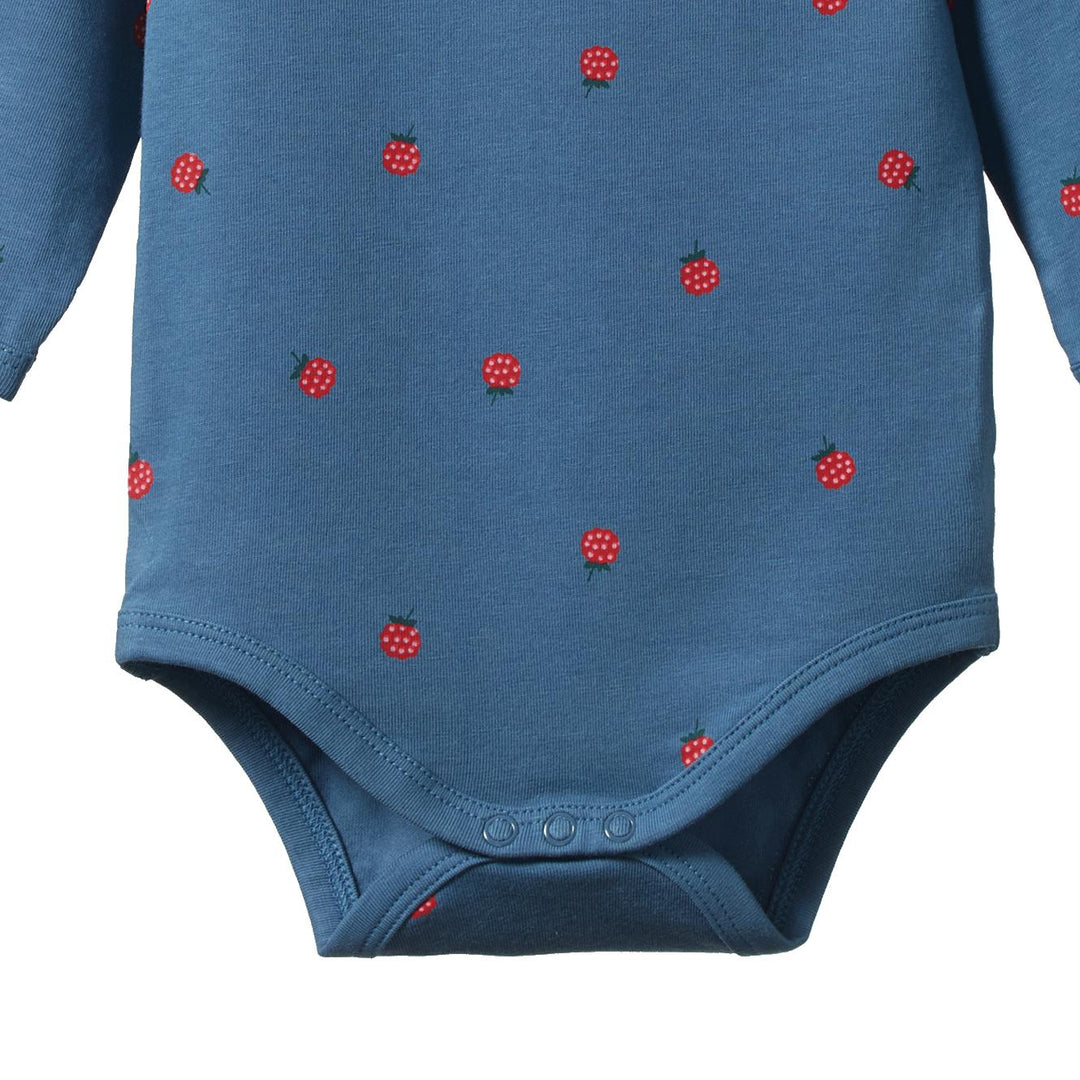 Stretch Jersey Cotton Bodysuit - Raspberry Blue Print