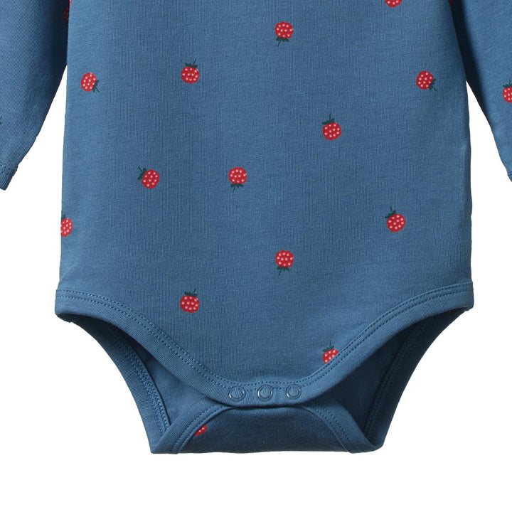 Stretch Jersey Cotton Bodysuit - Raspberry Blue Print
