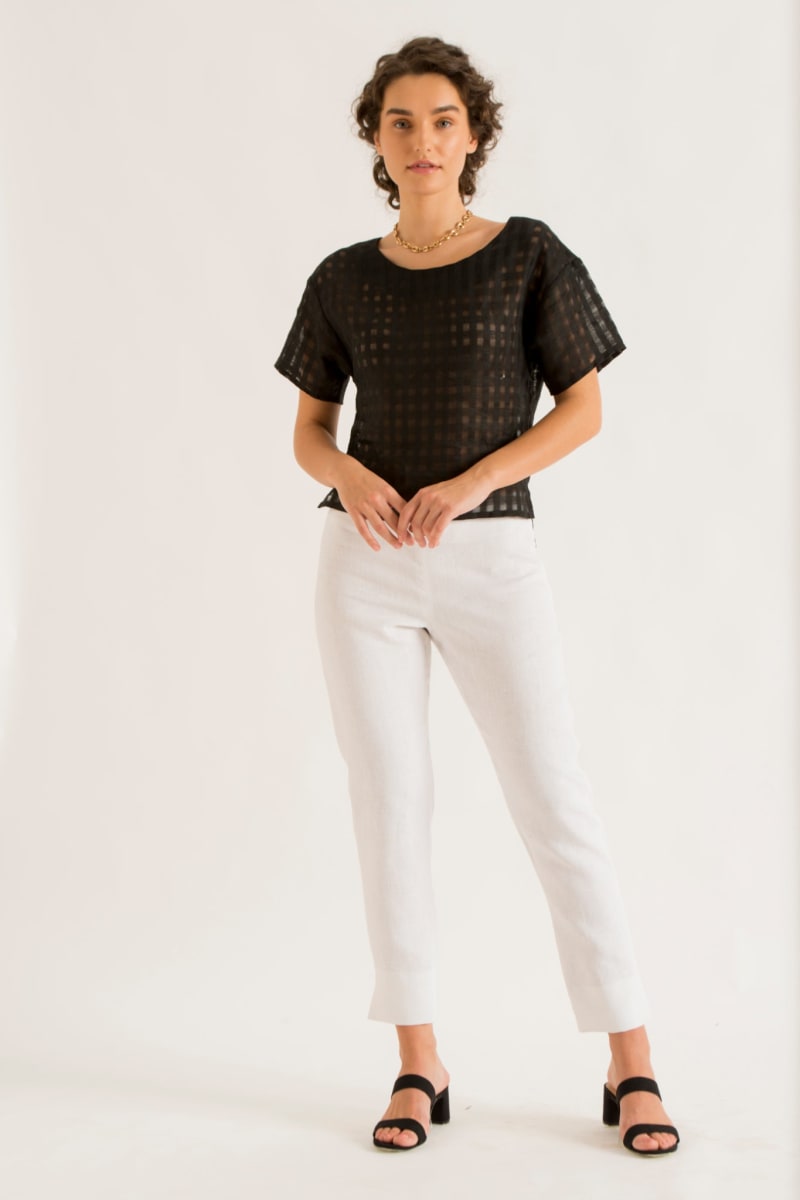 Sheer Check Top - Black
