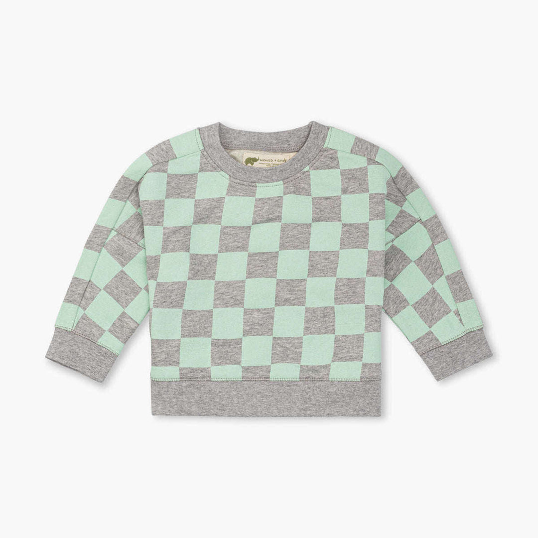 Summer Sporty Sweatshirt - Mint Check on Heather Grey