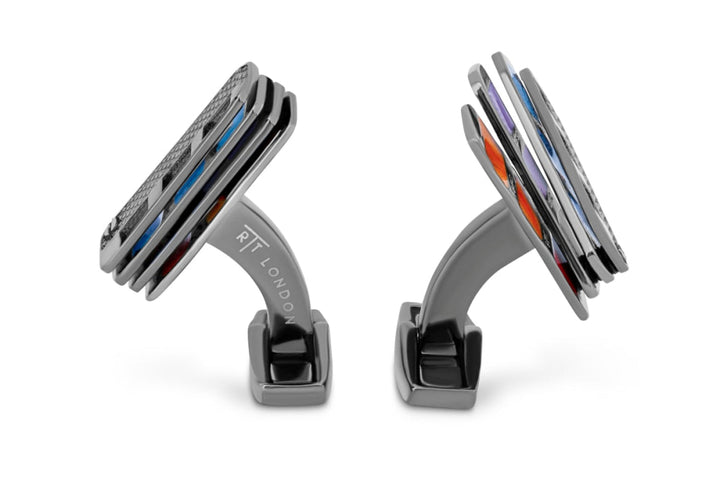 Gunmetal Plated Colorama Book Cufflinks - Multicolour - One Size - Cufflinks