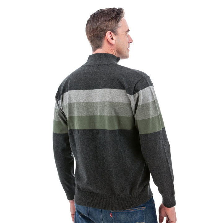 Gunner Classic Stripe 1/4 Zip Sweater - Charcoal - Sweater