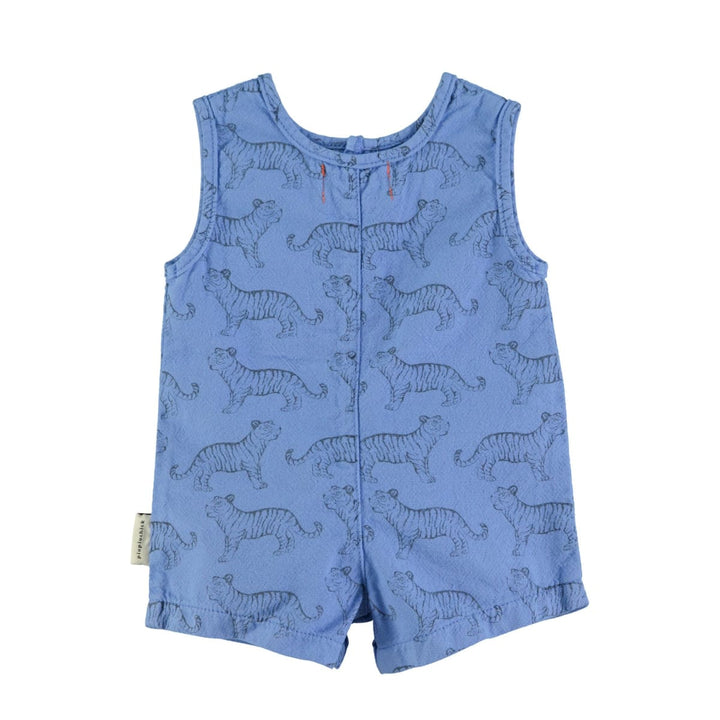 Baby Short Jumpsuit - Blue w/ Black Tigers