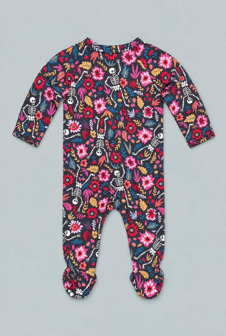 Zipper Footie Dia De Los Muertos - Day Of The Dead