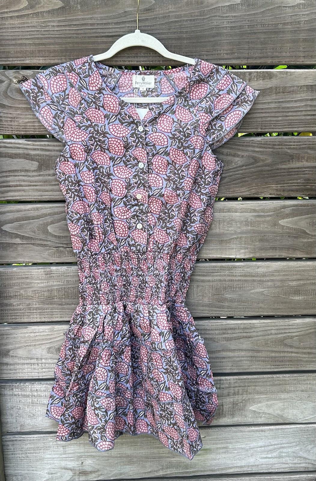 Jenny Cotton Mini Dress - Lilac and Coral