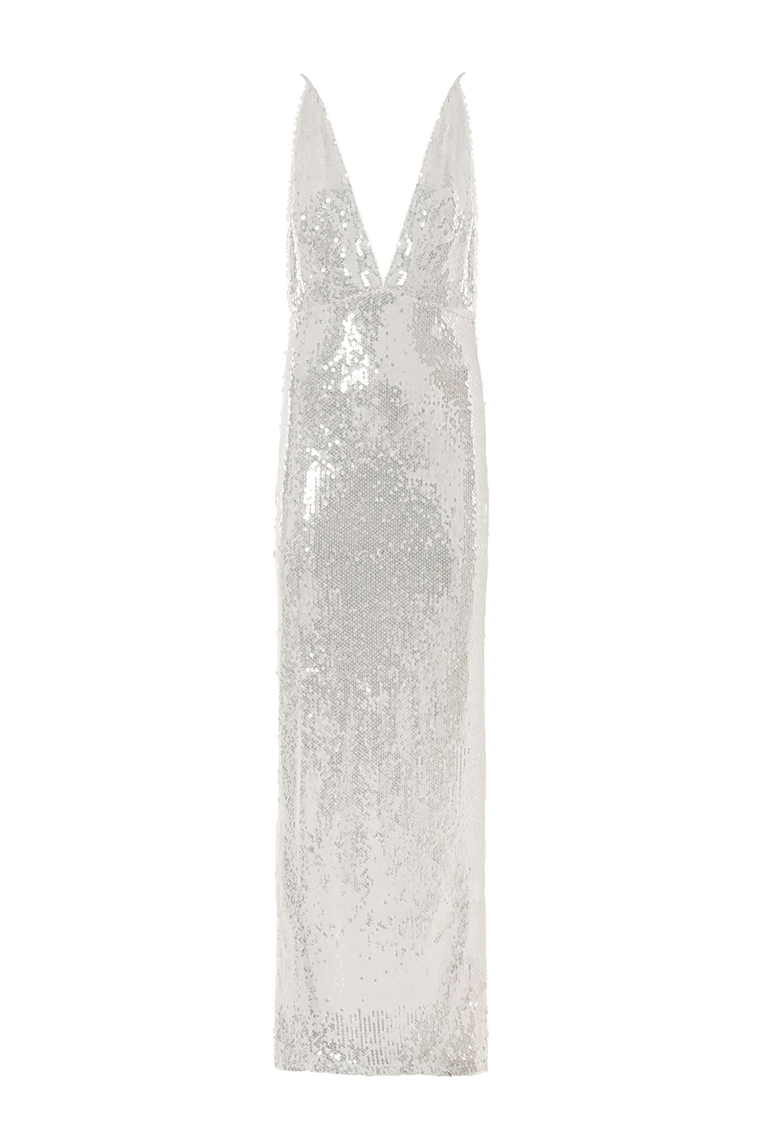 Sequined Thin Strap Long Dress - off-white