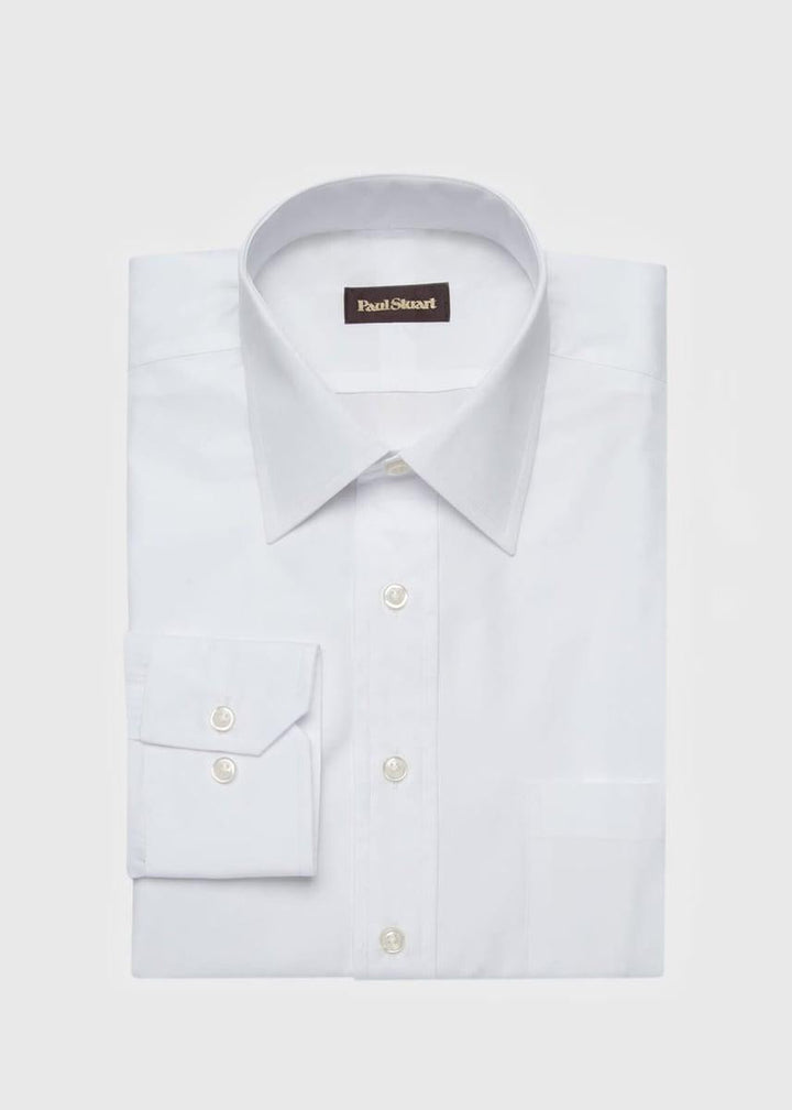 White Broadcloth Cotton Dress Shirt - White - Dress Shirt