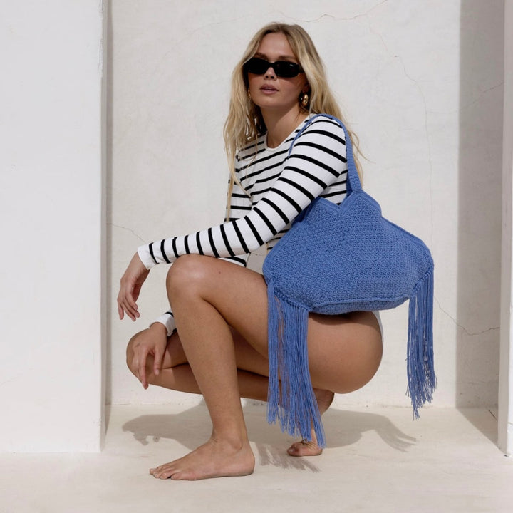 Beach Fringe Bag - Blue