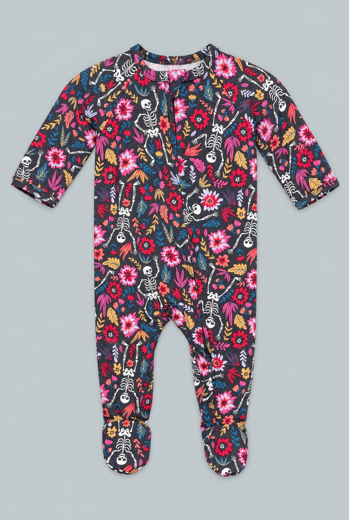 Zipper Footie Dia De Los Muertos - Day Of The Dead