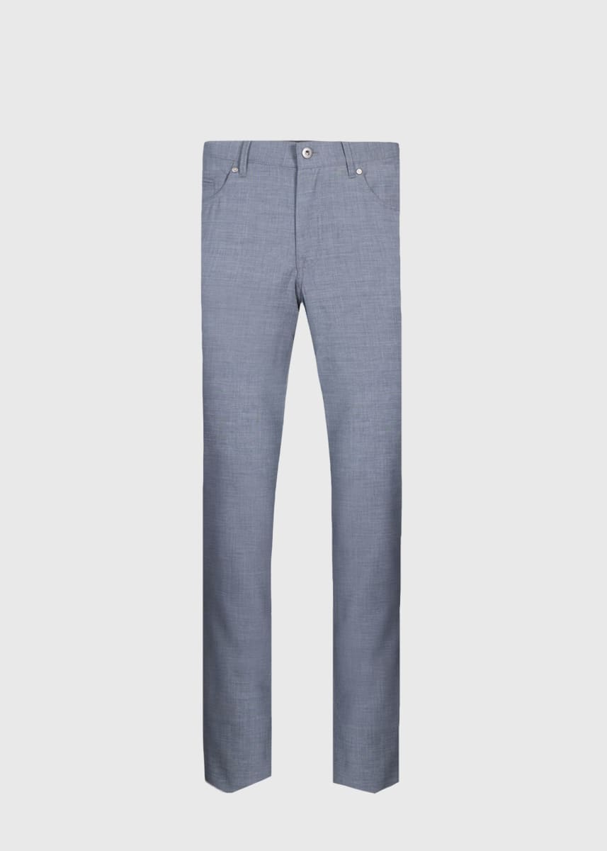 Wool Five Pocket Trouser - Light Grey