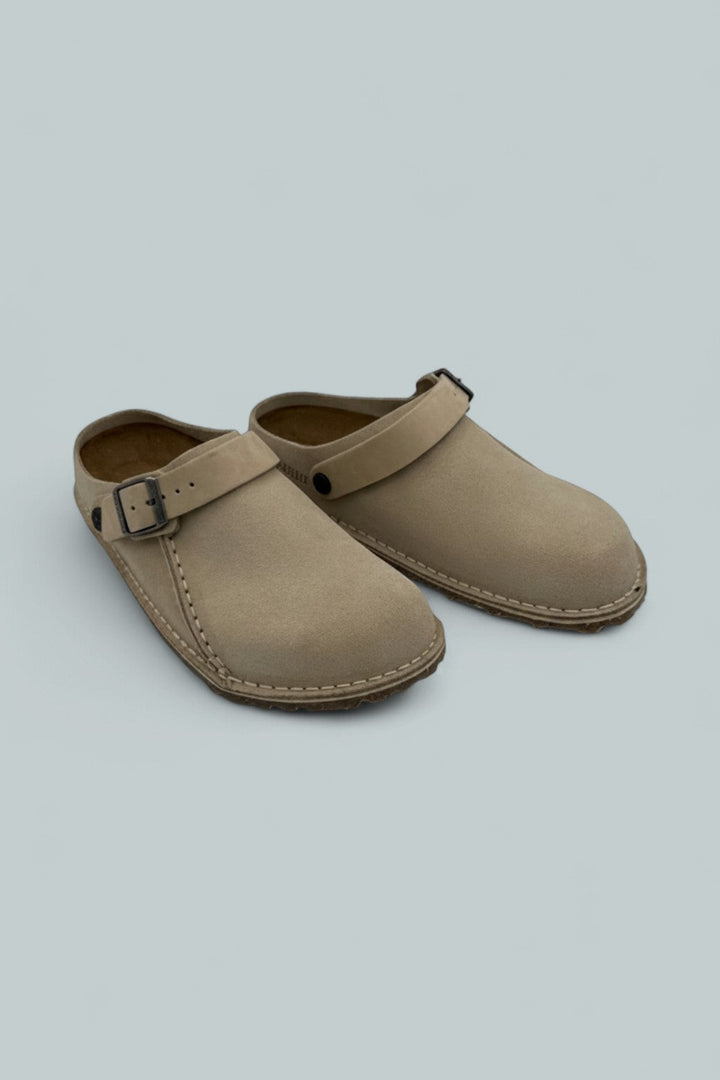 Lutry Premium Suede Clogs - Eggshell