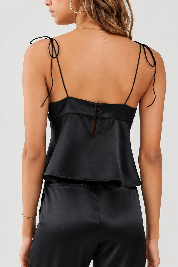 Chloe Silky Strappy Cami - Black
