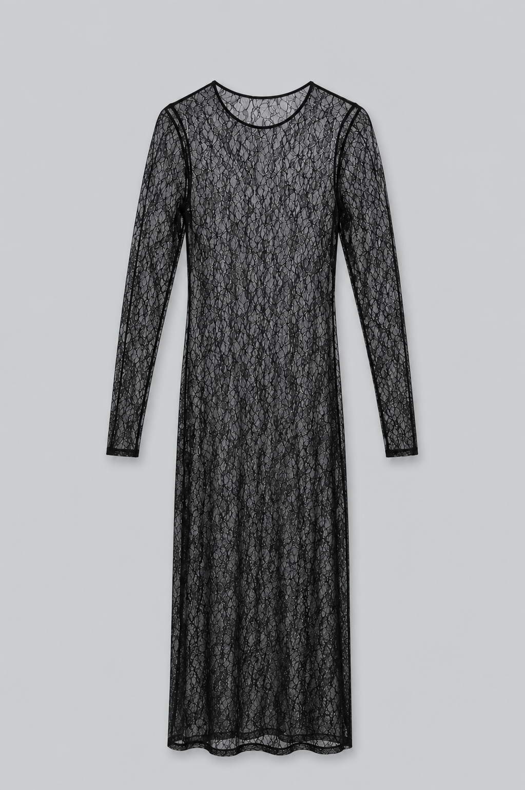 Metallic Lace Dress Midi - Black Silver