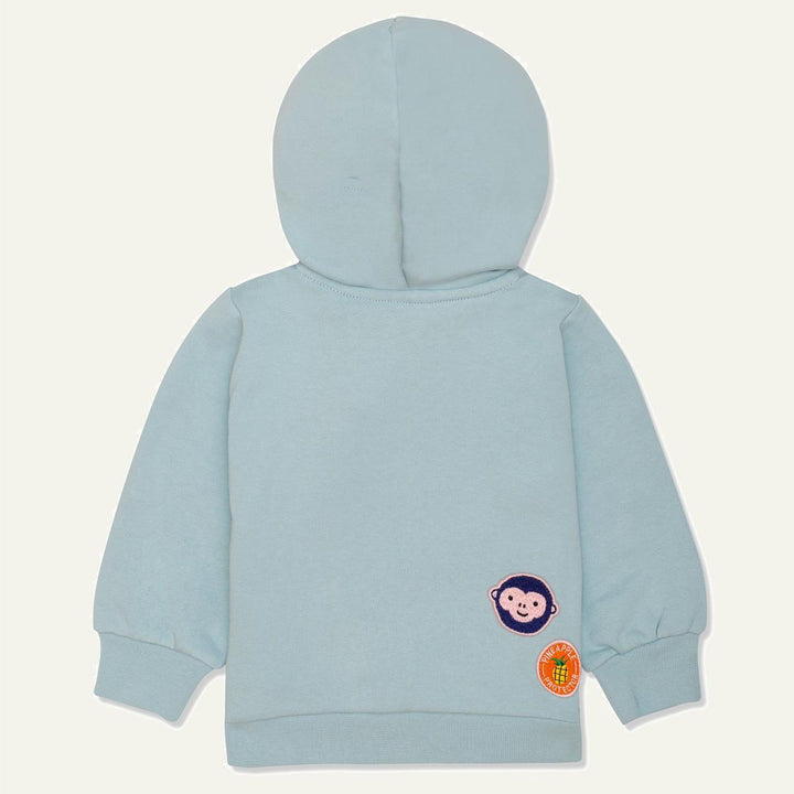 Recycled Cotton Patches Kid Zipper Hoodie - Sterling Blue