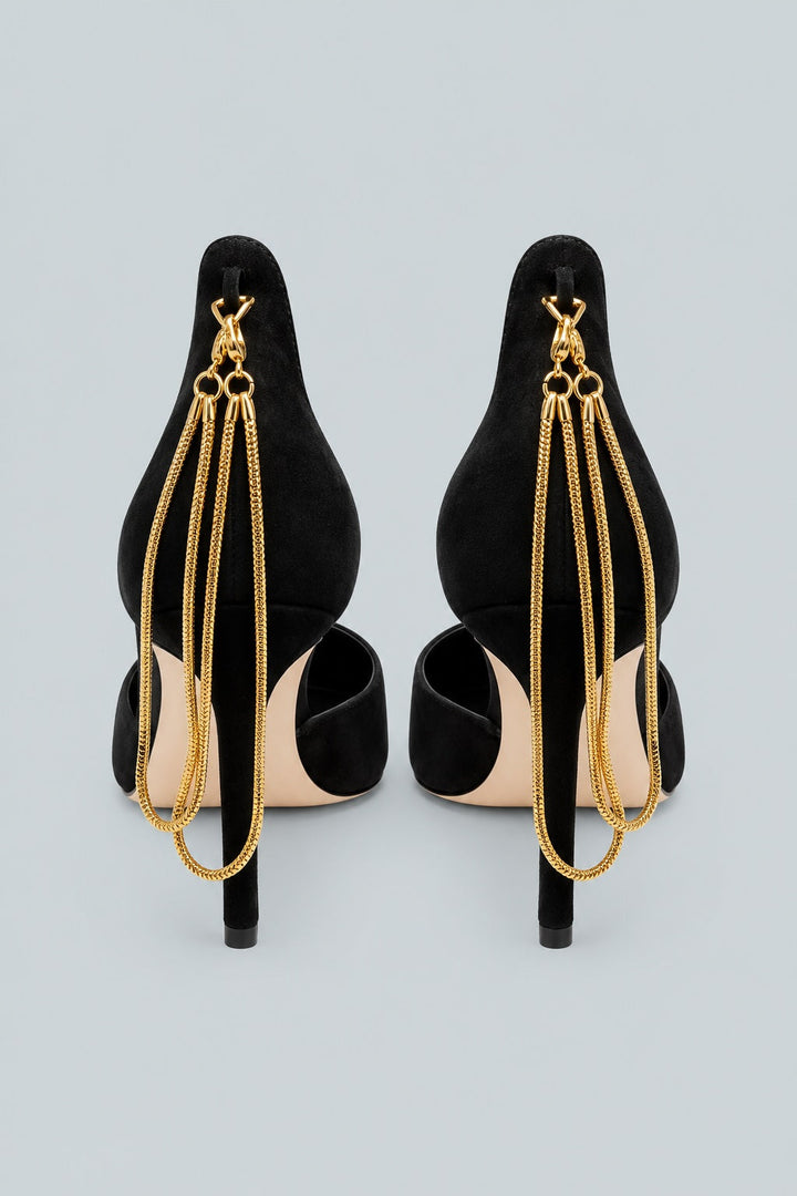 Leandra Chain Pump Black - Black - Stiletto