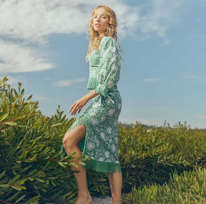 Ethel Fringe Skirt - Fern/Ivory Floral
