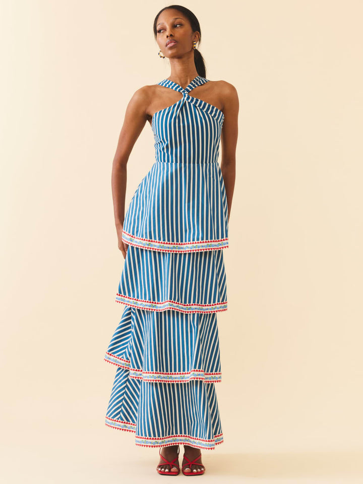 Emma Dress - Navy Stripe