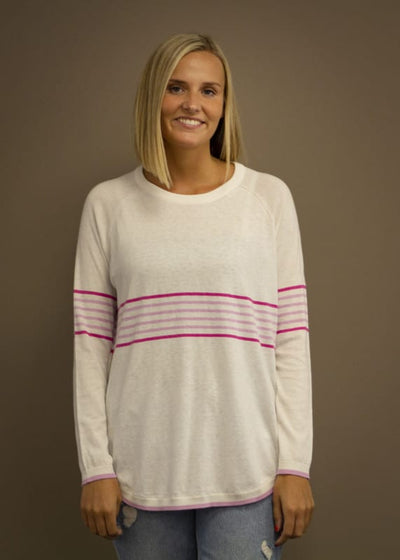 California Stripe - Laser White/Wild Rose & Dragon Fruit Stripes