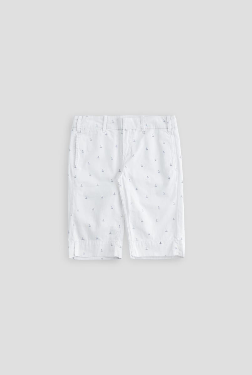 Boat Print Long Short - White