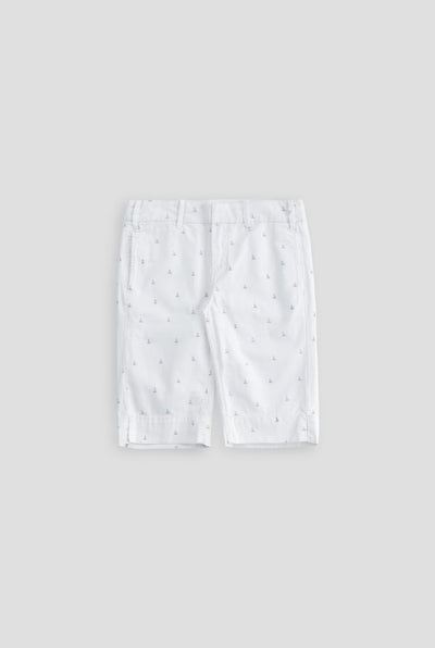 Boat Print Long Short - White