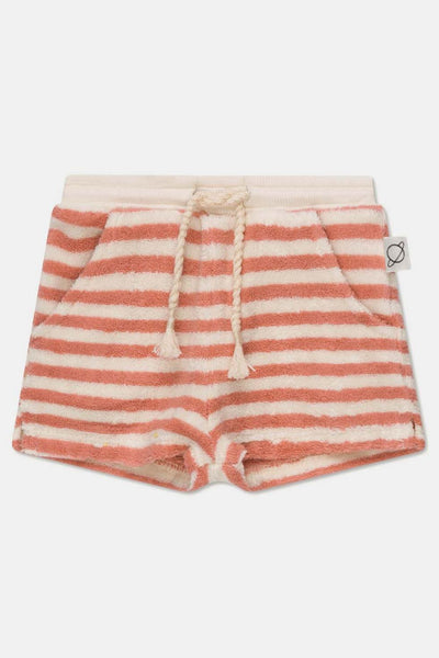 Toweling stripe baby shorts - Coral