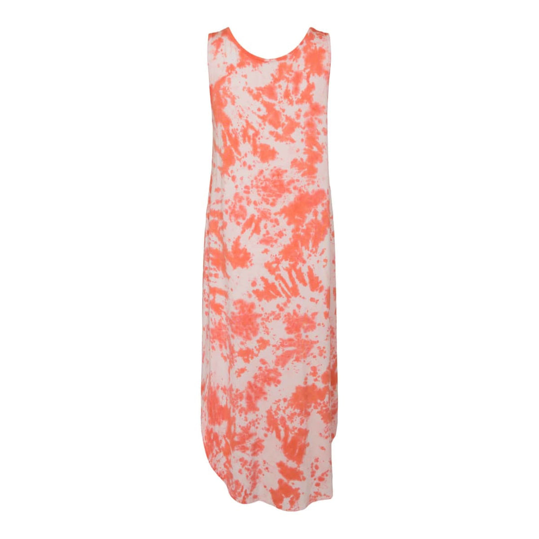 Women's V-Neck Tank Dress - Coral Tie Dye