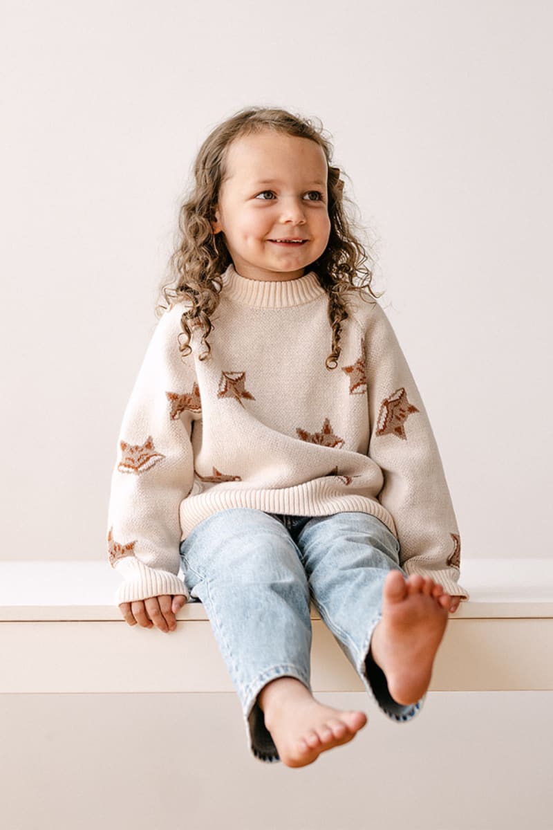 Organic Fox Knit Sweater - Pale Pink