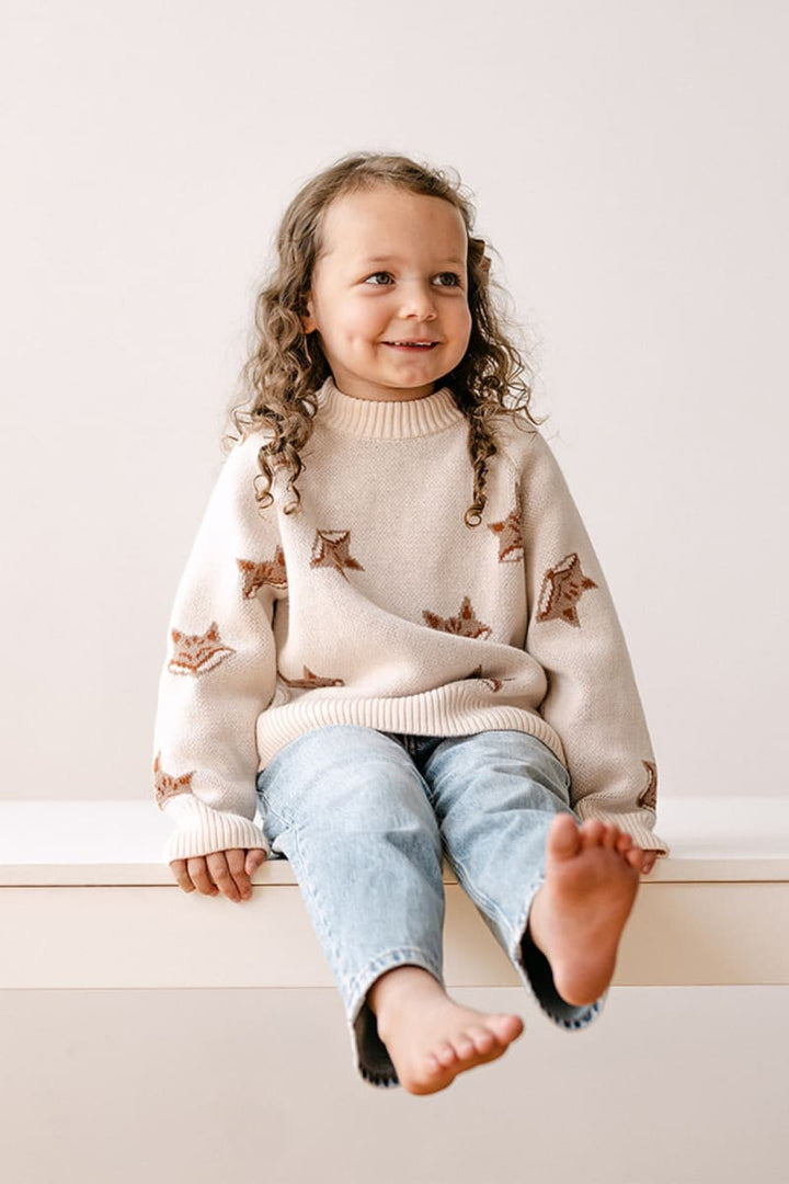 Organic Fox Knit Sweater - Pale Pink