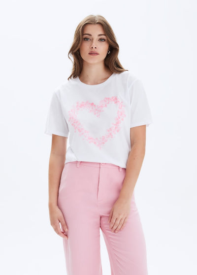 Heart Petals Wide T-Shirt - White