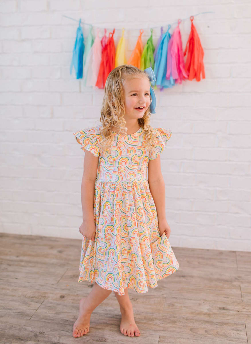 Olivia Dress - Primary Rainbow