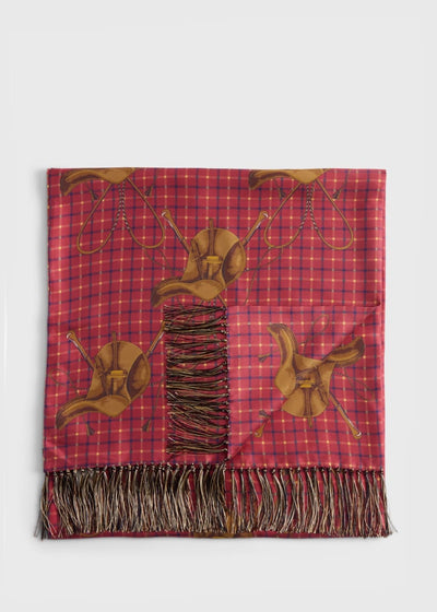 Saddle Print Silk Scarf - Berry