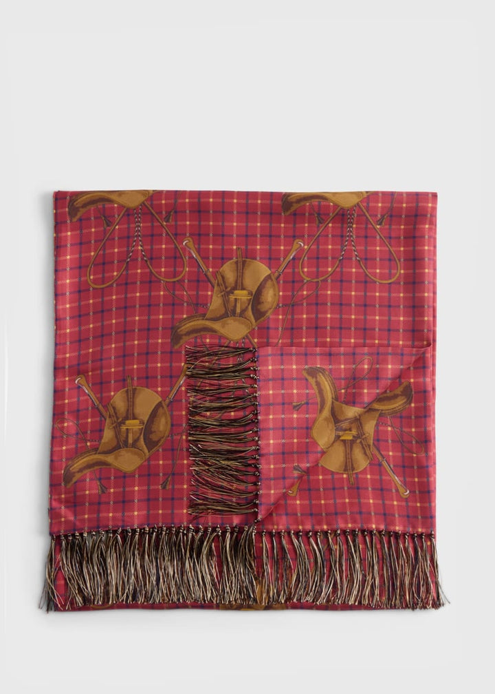 Saddle Print Silk Scarf - Berry