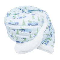 Big Kid Fur Blanket - Vintage Truck Blue