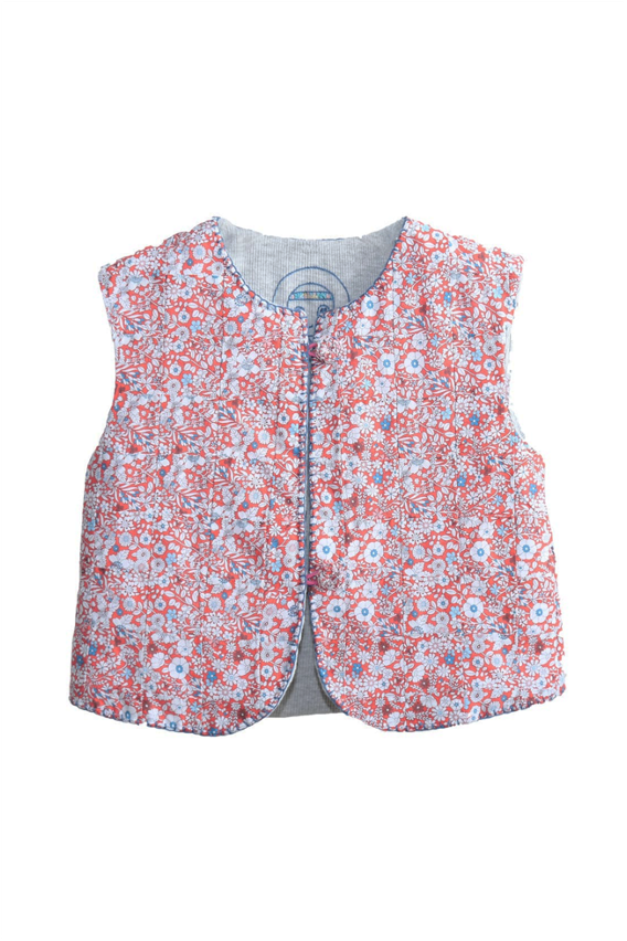 Sleeveless Kids Vest - Pomegranate & Almond