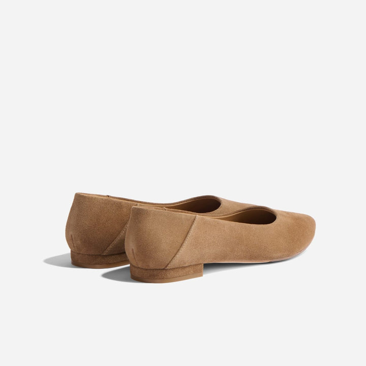 Fina Pointed Toe Flat - Taupe Suede