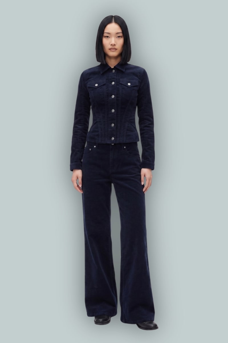 GapStudio Low Rise Corduroy Wide-Leg Pants - New Navy