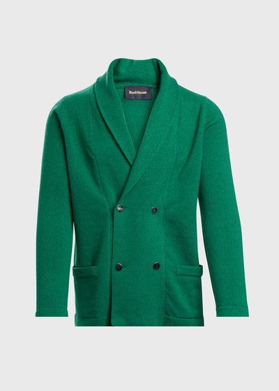 Wool Double-breasted Knit Jacket - Green