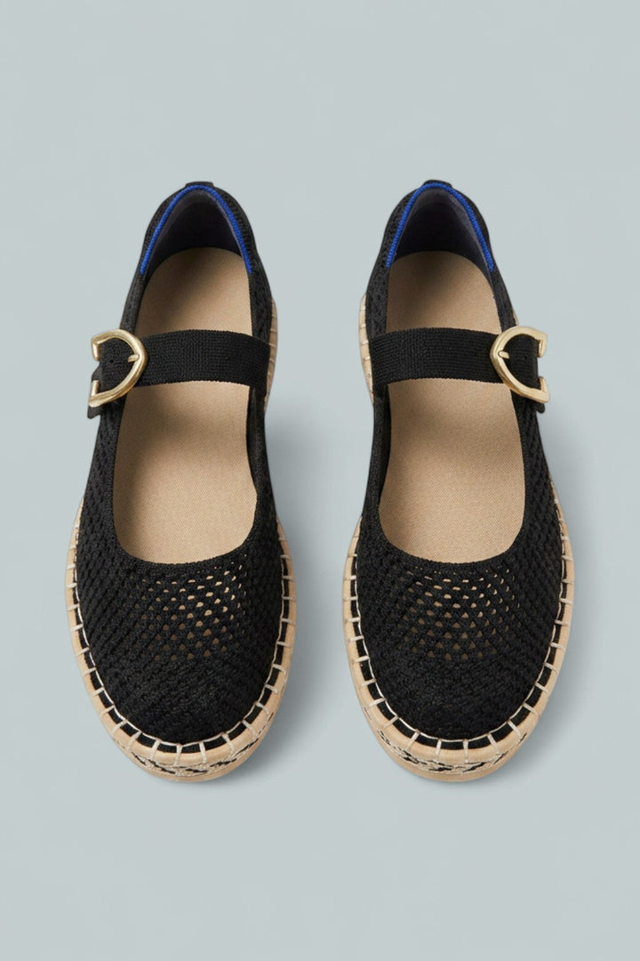 Women's Espadrille Mary Jane Flats - Black
