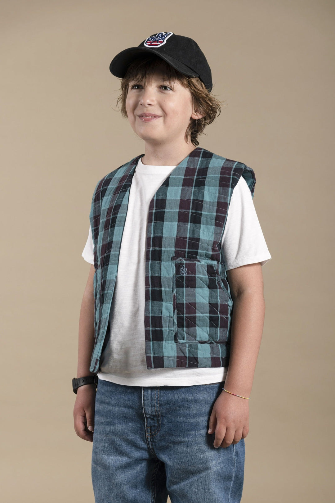 Reversible Quilted Kids Vest - Emerald