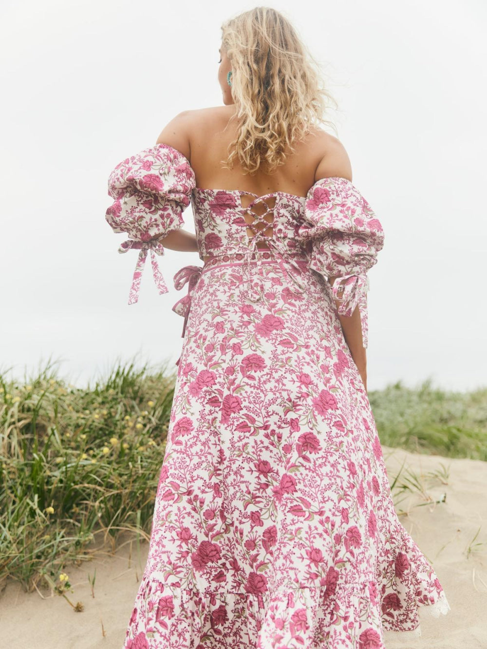 Hadley Off-The-Shoulder Top - Carmine Rose Floral - Blouse