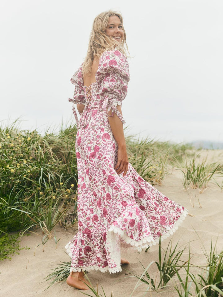 Hadley Off-The-Shoulder Top - Carmine Rose Floral - Blouse